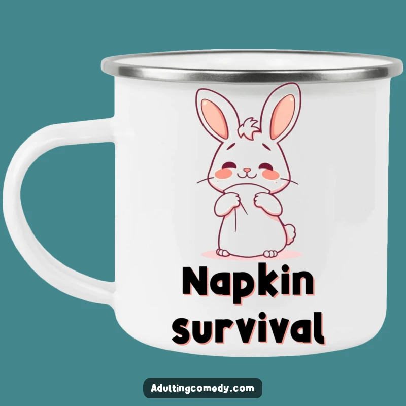 Funny Bunny Napkin Fold Camping Mug - Hilarious Outdoor Companion