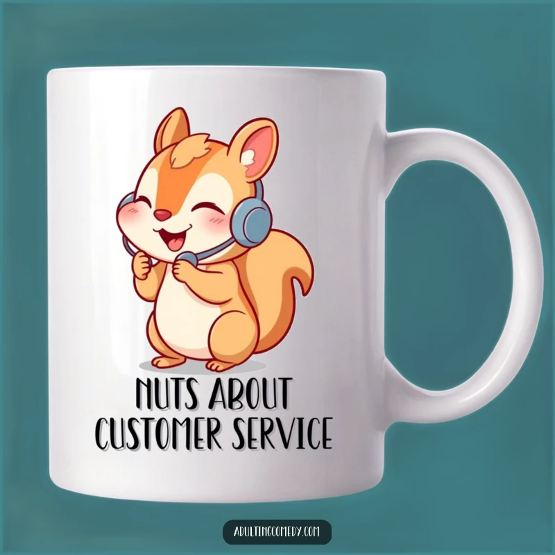 Funny Squirrel Call Center Mug - Enthusiastic Worker Animal Gift