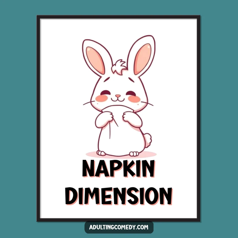 Funny Bunny Napkin Fold Digital Art - Instant Humorous Decor