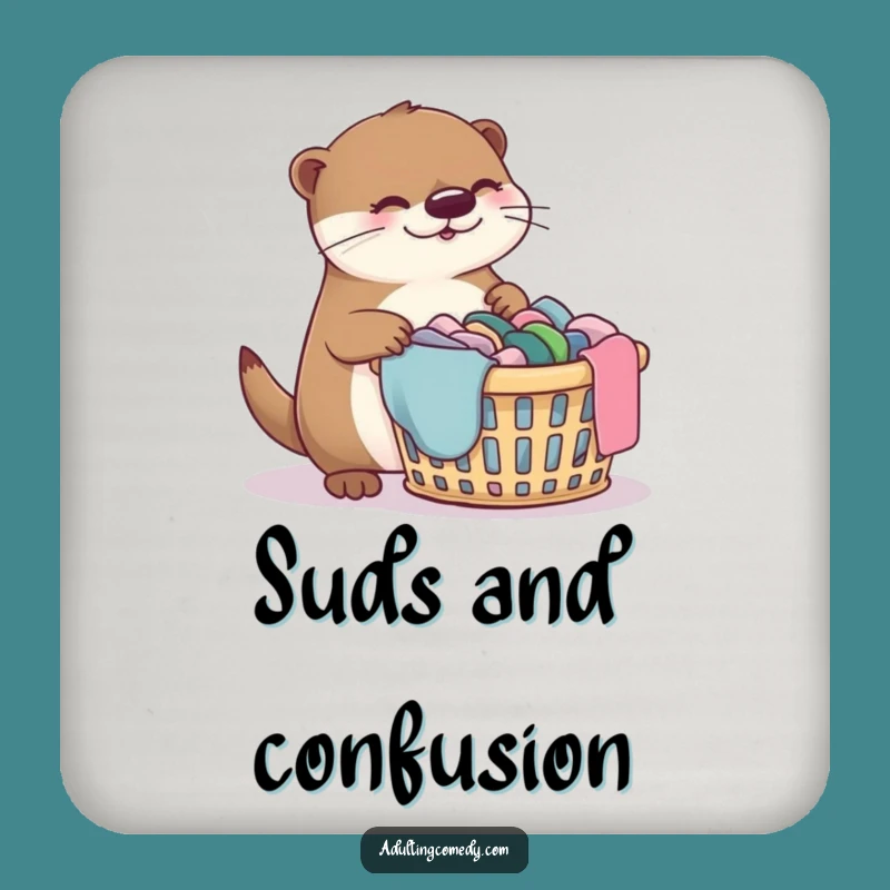 Funny Otter Laundry Coaster - Bewildered Animal Drink Protector Gift