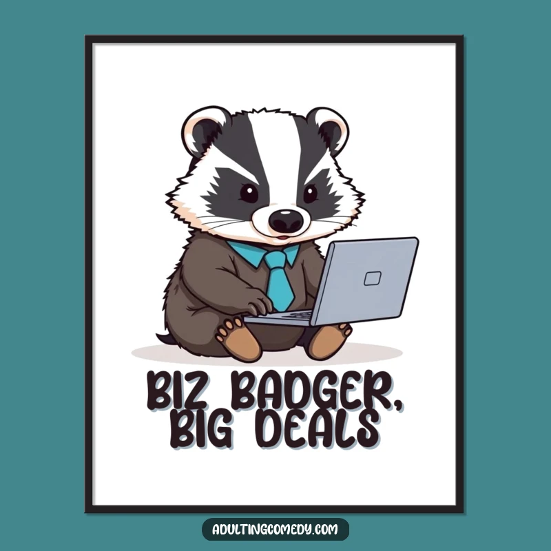 Funny Badger Boss Poster - Dapper Worker Animal Wall Art Gift