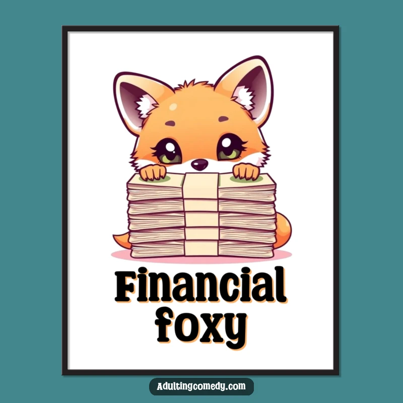 Funny Fox Bill Shock Poster: Hilarious Financial Anxiety Wall Art Gift