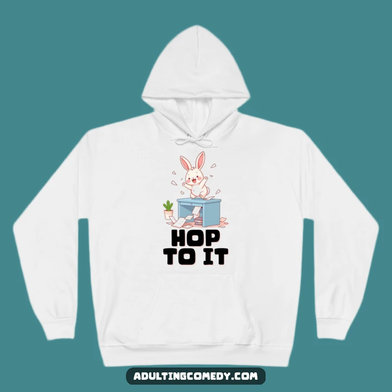 Funny Bunny Cozy Chaos Hoodie: Warm Your Soul with Woodland Desk Shenanigans