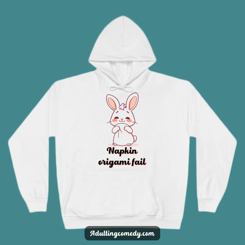 Funny Bunny Napkin Fold Hoodie - Cozy Gift for Confused Souls