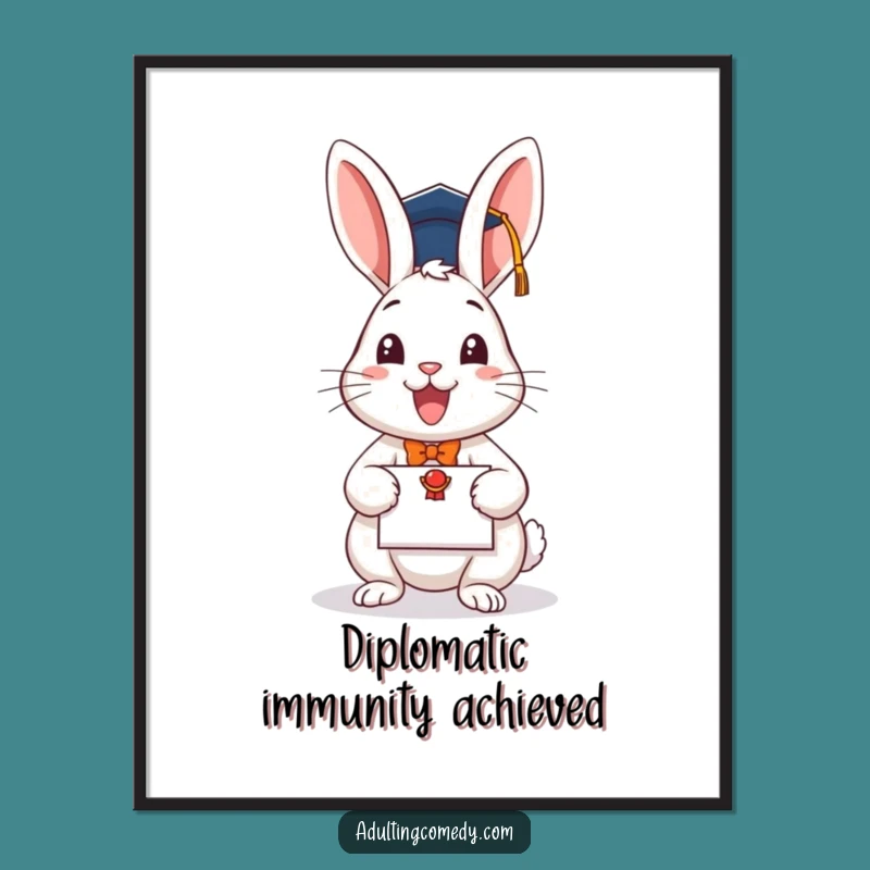 Funny Free Printable Rabbit Graduation Wall Art - Downloadable DIY Gift Decor