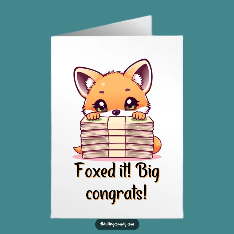 Free Printable Fox Congrats Card: Bill Shock, Funny Downloadable Greeting Gift