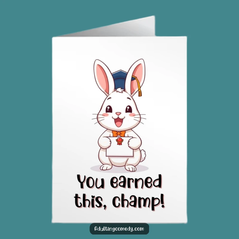 Free Printable Funny Rabbit Graduation Congratulations Card - Downloadable DIY Gift