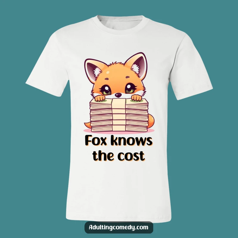 Funny Fox Financial Worry T-Shirt: Relatable Cartoon Bill Shock Tee Gift