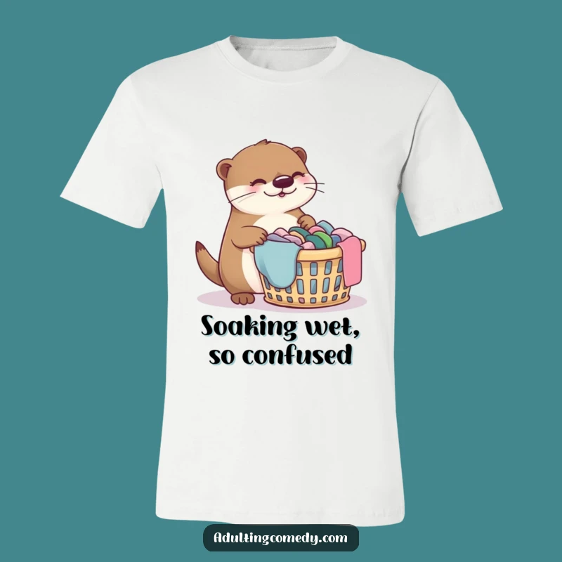 Funny Otter Laundry T-Shirt - Giggle at Chores Tee for Adults