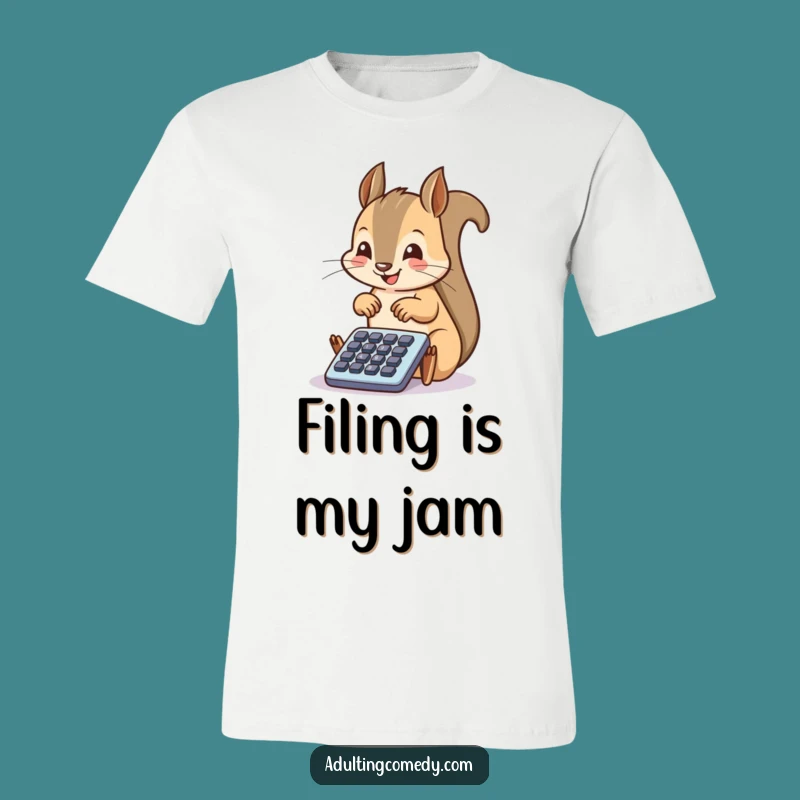 Funny Squirrel Filing Frenzy T-Shirt: Adorable Office Humor Tee Gift