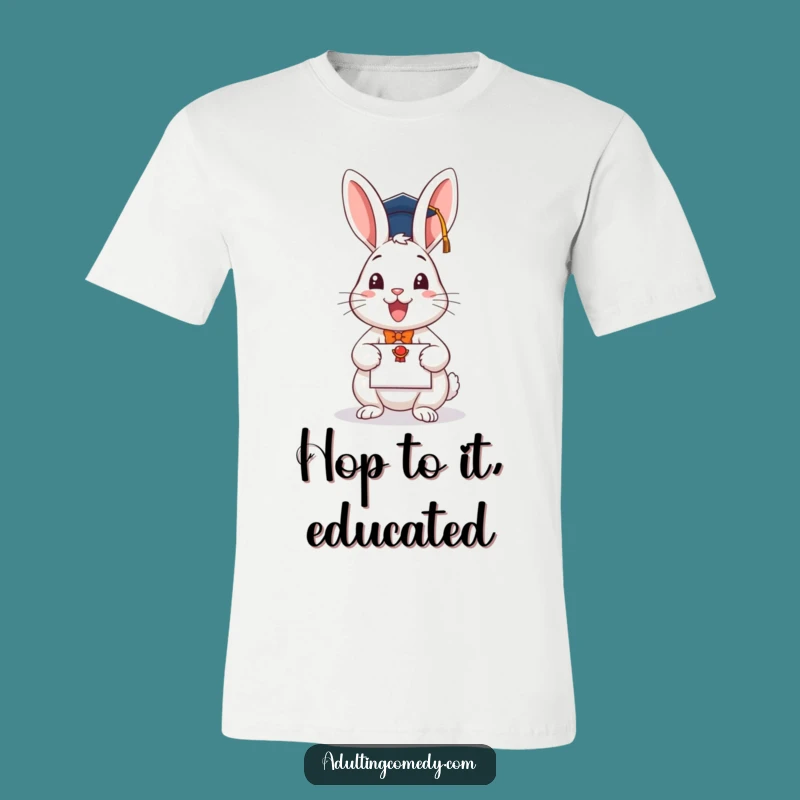Funny Graduation Rabbit T-Shirt - Joyful Scholar Bunny Tee for Graduates
