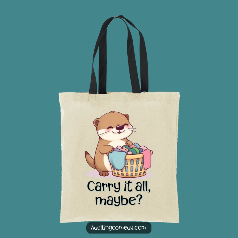 Funny Otter Laundry Tote Bag - Giggle-Worthy Chore Carryall Gift