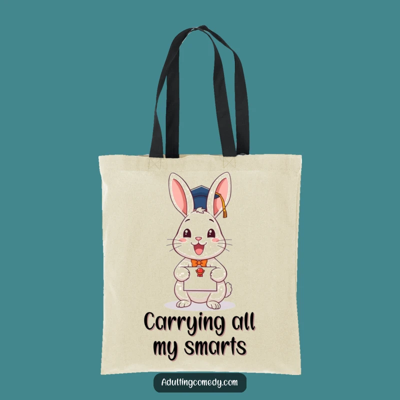 Funny Graduation Rabbit Tote Bag - Chic Scholar Bunny Carryall Gift